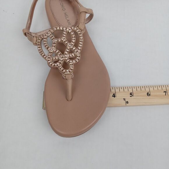 ANTONIO MELANI Tan Sandals with Gold Accents - Picture 11 of 15
